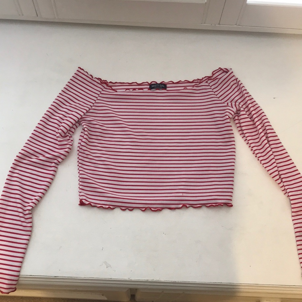 Striped Long Sleeve Off the Shoulder
